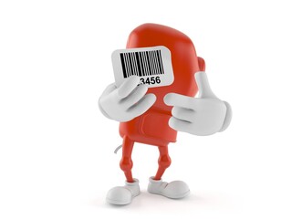 Wall Mural - Boxing glove character holding barcode