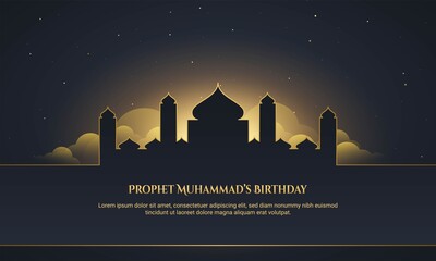 Wall Mural - Prophet Muhammad's Birthday greeting card islamic banner background.