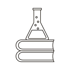 Poster - medical tube test flask laboratory in pile books line style icon