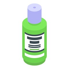 Wall Mural - Green mouthwash icon. Isometric of green mouthwash vector icon for web design isolated on white background