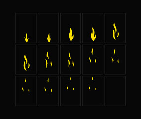 Wall Mural - Fire sparks animation. Flame effect sprites sheet for games, video, animation. Colorful cartoon sparks animation. 