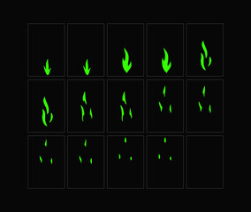 Wall Mural - Fire sparks animation. Flame effect sprites sheet for games, video, animation. Colorful cartoon sparks animation. 