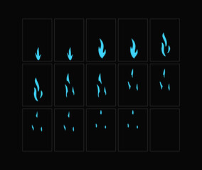 Wall Mural - Fire sparks animation. Flame effect sprites sheet for games, video, animation. Colorful cartoon sparks animation. 