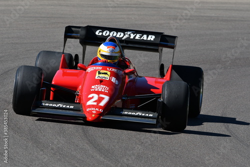 Imola 27 April 19 Unknown Run With Historic 1984 Ferrari F1 Car Model 126 C4 Ex Michele Alboreto Rene Arnoux In Action During Minardi Historic Day 19 In Imola Circuit In Italy Stock Photo Adobe Stock