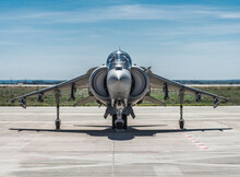 Barcelona, Spain; August 8, 2018: Classic Army Air Plane In The Show. AV-8B Harrier II