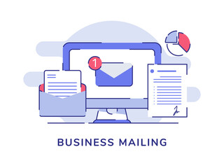 Wall Mural - business mailing email white isolated background with flat outline style vector design