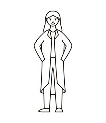 Poster - woman doctor worker avatar character line style icon