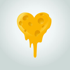 Vector illustration of delicious fresh melting heart shape cheese with 3D look for background, advertisement, poster, etc 