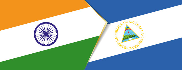 India and Nicaragua flags, two vector flags.