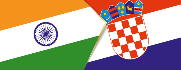 India and Croatia flags, two vector flags.