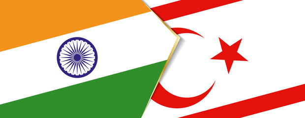 Wall Mural - India and Northern Cyprus flags, two vector flags.