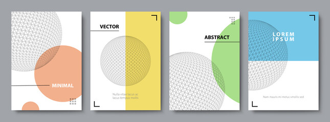 Wall Mural - set of minimal cover templates in muted colors. vector flat illustration.