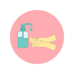 Wall Mural - Washing hand with sanitizer liquid soap vector