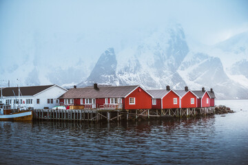 Wall Mural - Hamnoy fishing village, spring time, Lofoten Islands, Norway