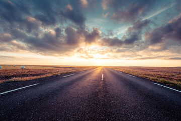 Wall Mural - road in autumn sunny Iceland