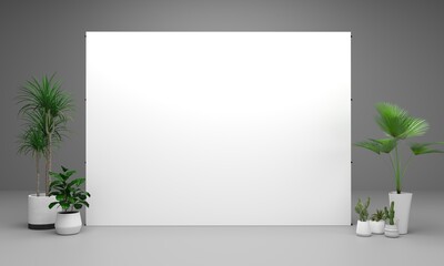 Wall Mural - wall stand banner mockup. 3d render.