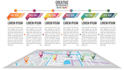 Wall Mural - infographic modern timeline design vector template for business with 6 steps or options illustrate a