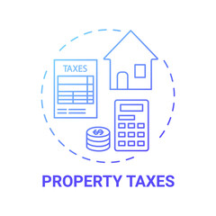 Wall Mural - Property taxes concept icon. Mortgage payment element idea thin line illustration. Property tax assessments. Borrowers monthly mortgage bills. Escrow account. Vector isolated outline RGB color drawing