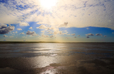 Wall Mural - The Wadden Sea National Park near the Peninsula Nordstrand in Germany, Europe