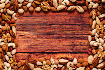 Wall Mural - frame of different kinds of nuts