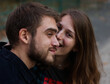 © Li Di - Couple kissing. Portrait of couple. Couple in love. Man and woman at the street. Couple are hugging.