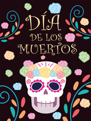 Wall Mural - day of the dead, decorative flowers in skull mexican celebration