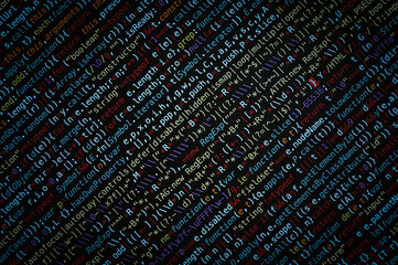 digital screen with compiled javascript code. writing code on a laptop concept.