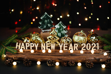 Wall Mural - christmas holiday background with christmas tree and christmas decorations.