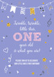 © Irina - Twinkle, Twinkle, Little Star, Girl's First Birthday One Year Party Printable Invitation Vector Card
