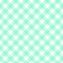 Checker Pattern In Hues Of Mint Green And White, Seamless Background
