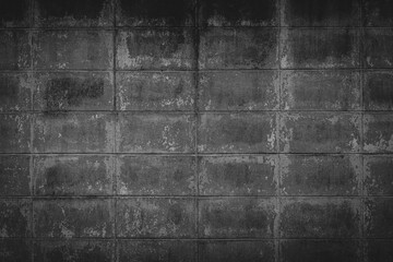 Wall Mural - Black brick walls that are plastered background and texture. The texture of the block is black. Background of empty block basement wall.