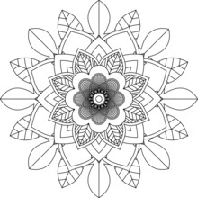 Easy Mandala Coloring Book Simple And Basic For Beginners, Seniors And Children. Set Of Mehndi Flower Pattern For Henna Drawing And Tattoo. Decoration In Ethnic Oriental, Indian Style.
