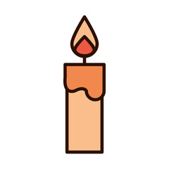 Sticker - burning candle light line fill icon