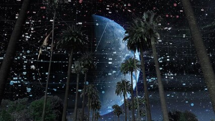 Wall Mural - digital grid in the sky
