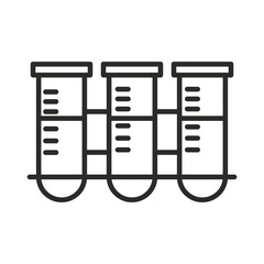 Poster - vaccine research science test tube on rack chemistry line icon