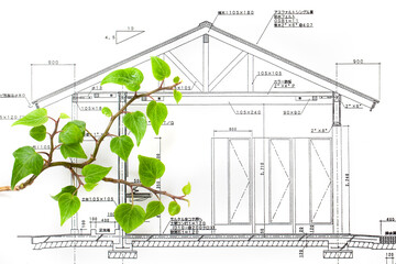 Sticker - 建築図面と新芽
