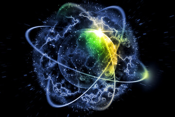 Wall Mural - atomic particle 3d illustration