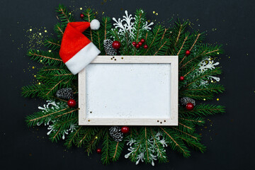 Wall Mural - christmas frames mockups for greeting cards on a black background.