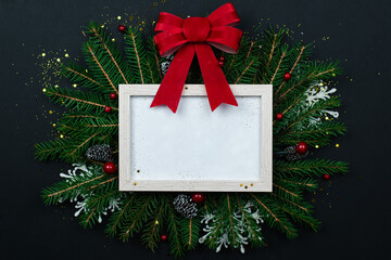 Wall Mural - christmas frames mockups for greeting cards on a black background.