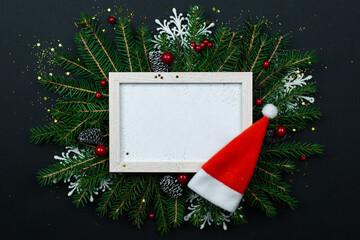 Wall Mural - christmas frames mockups for greeting cards on a black background.