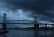 Storm clouds over the Cape Fear Memorial Bridge, Cape Fear River, Wilmington, NC
