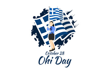 October 28, Happy Ohi Day vector illustration. Public holidays in Greece. Suitable for greeting card, poster and banner.