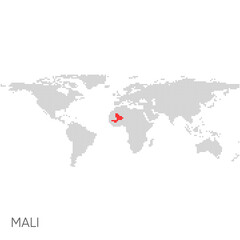 Dotted world map with marked mali