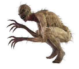 Straw man scarecrow monster isolated on white background 3d illustration