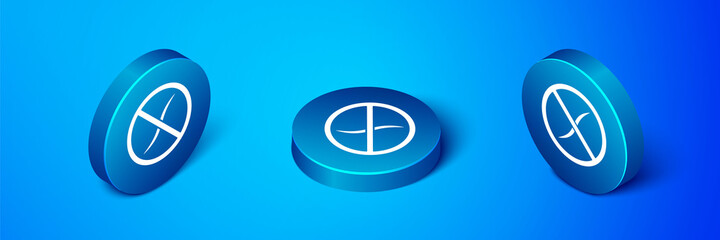 Poster - Isometric Anti worms parasite icon isolated on blue background. Blue circle button. Vector.