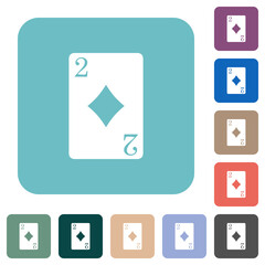 Poster - Two of diamonds card rounded square flat icons