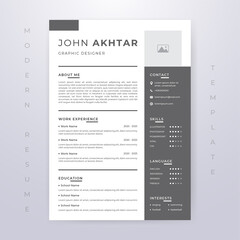 Editable Modern Resume Minimalist Monochrome Premium Template