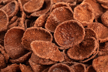 Wall Mural - Brown cocoa cornflakes closeup