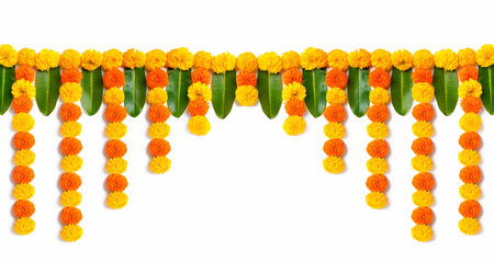 Wall Mural - Marigold Flower rangoli Design for Diwali Festival , Indian Festival flower decoration
