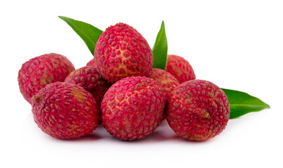 Wall Mural - Litchi Fruit set isolated healthy fresh fruit top view vegetable agri nature fruit isolated on a white background.